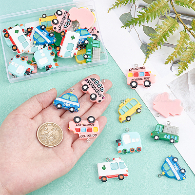 cartoon car plane transportation resin charms