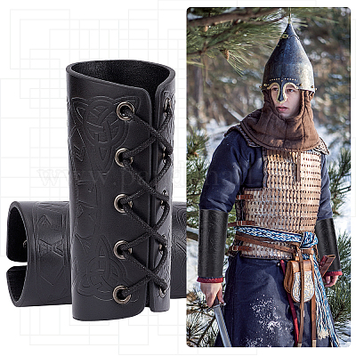 Medieval Samurai PU Leather Armor Bracer Guard Gloves Knight