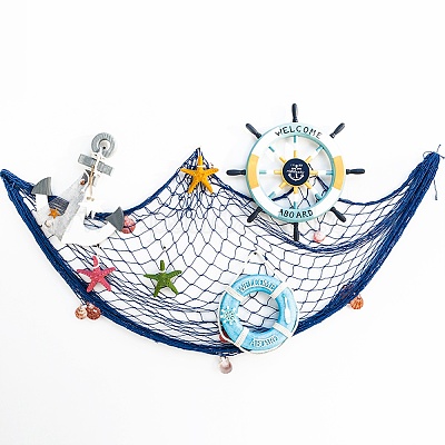 Decorative Fish Netting, Fishing Net Decor, Ocean Pirate Beach Theme Party  Decorations, Mediterranean Decor,Blue 