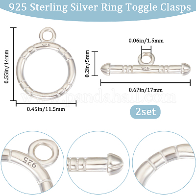 2 set di 925 fermagli a barilotto in argento sterling&nbsp;STER-BBC0005-45S-1