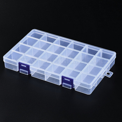 Rectangle Polypropylene(PP) Bead Storage Containers, 24 Compartment  Organizer Boxes, with Hinged Lid, for Jewelry Small Accessories, Clear