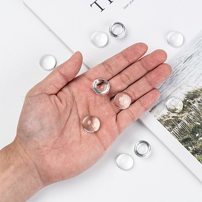 Mezzo trasparente cabochons di vetro rotondo&nbsp;GGLA-R027-18mm-1