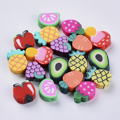 Fimo beads, animal face 1,5mm hole, mixed colours.
