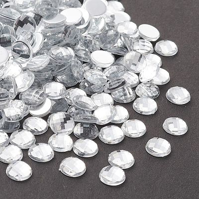 Cabochons en acrylique avec strass &nbsp;GACR-R002-8mm-08-1