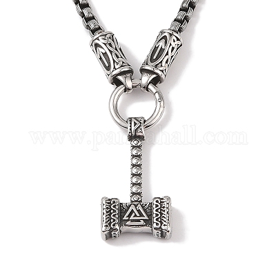 Collana Uomo Martello Di Thor In Acciaio Inossidabile: Ciondolo Viking Mjolnir, Catena 50cm