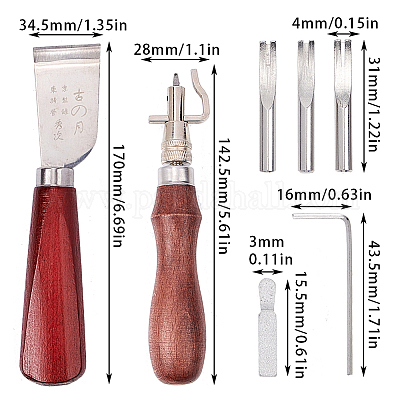 Leather Craft Tools 7 in1 Adjustable Pro Stitching Groover Crease Leather  Tools