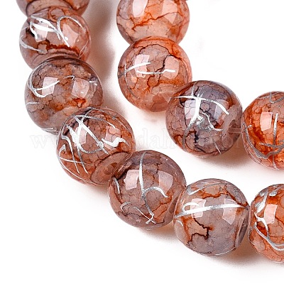 Perles de verre craquelé drawbench brins&nbsp;GLAA-N006-8mm-09-1