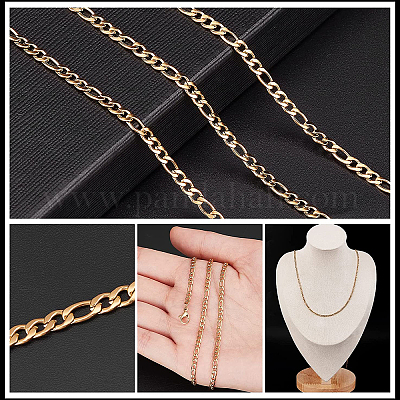 Wholesale SUNNYCLUE DIY 10M 32.8 Feet 3MM Gold Chain Roll Figaro Chains  Stainless Steel Cable Chain Necklace Chains with Jump Rings Lobster Clasps  for Women Adult Jewellery Making Kits Necklaces Bracelets Craft 