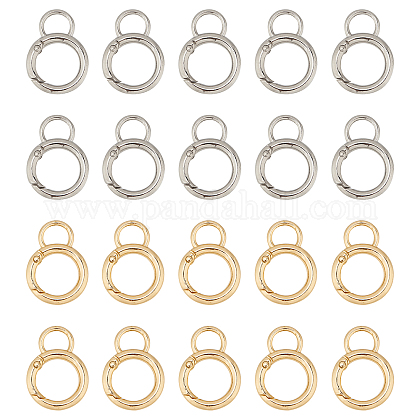 Nbeads 20Pcs 2 Colors Alloy Spring Gate Ring KEYC-NB0001-16-1