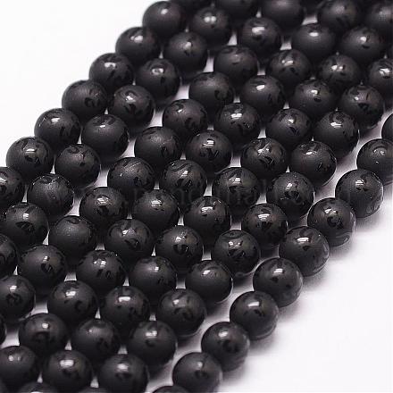 Chapelets de perles perles en agate noire naturelle G-N0171-07-6mm-1