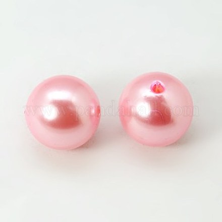 Pearl Pink Round Acrylic Imitation Pearl Beads for Chunky Kids Necklace X-PACR-20D-3-1-1