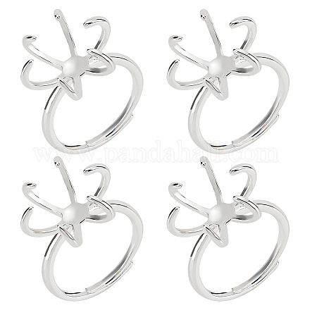 Nbeads 4 pieza de anillo de garra en blanco KK-NB0003-08-1