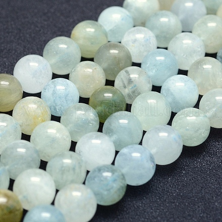 Natural Aquamarine Beads Strands G-P342-11-10mm-A-1