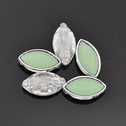 Sew on Taiwan Acrylic Imitation Jade Silver Plated SA15-7x15-ACS-H30-1
