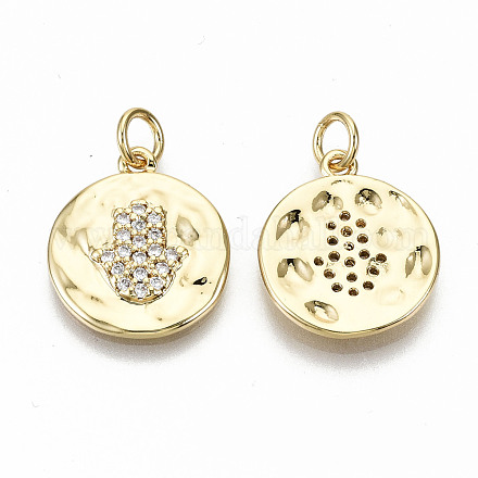 Hammered Brass Micro Pave Clear Cubic Zirconia Pendants ZIRC-S067-140-NF-1