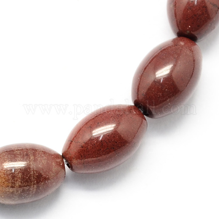 Oval Shaped Natural Gemstone Red Jasper Beads Strands G-S106-12x8mm-02-1