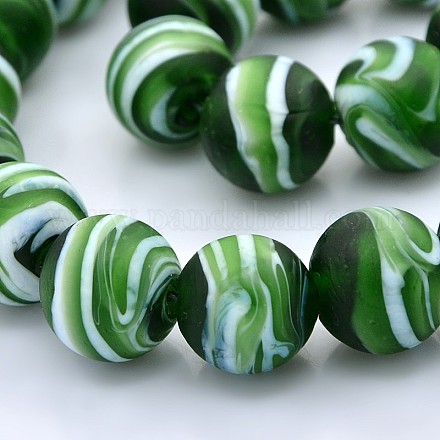 Handmade Frosted Lampwork Beads Strands LAMP-J044-03-1
