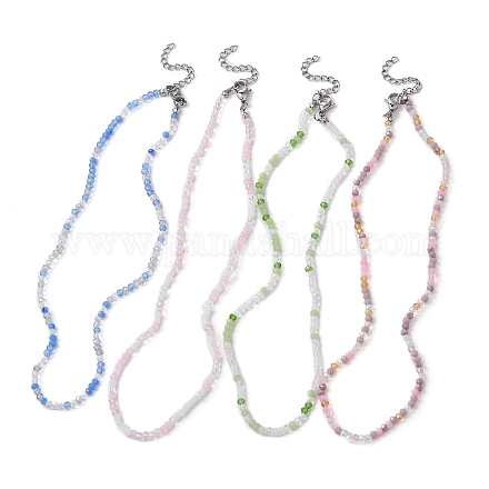 Halskette mit runden Glasperlen für Damen NJEW-JN04479-1