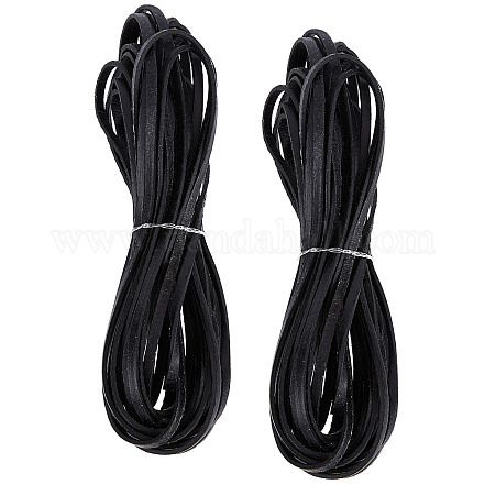 GORGECRAFT 11Yds 3mm Flat Genuine Leather Cord String Leather Shoelace Boot Lace Strips Cowhide Braiding String Roll for Jewelry Making DIY Craft Braided Bracelets Belts Keychains(Black) WL-GF0001-06D-01-1