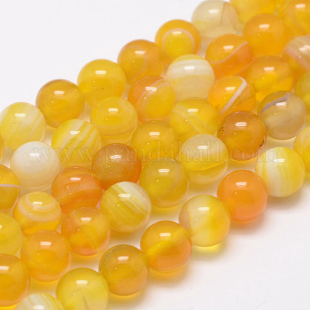 Agata a strisce naturali / fili di perle di agata fasciate X-G-K155-A-8mm-06-1