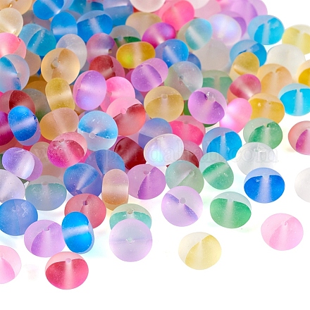 270 brin de perles en verre transparent givré de 9 couleurs. FGLA-TA0001-03-1