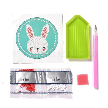 Kits de pegatinas de pintura de diamante con patrón de conejo diy para niños DIY-I068-07-1
