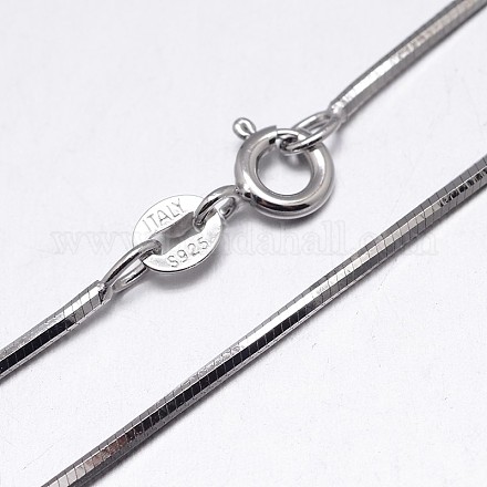 Collares de cadena de serpiente de plata de primera ley con baño de rodio NJEW-M153-15B-20-1