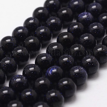 Perles bleues Goldstone brins G-D840-81-8mm-1