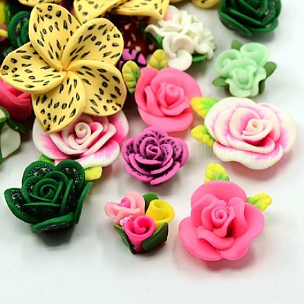 Handmade Flower Polymer Clay Cabochons X-CLAY-MSMC003-01-1