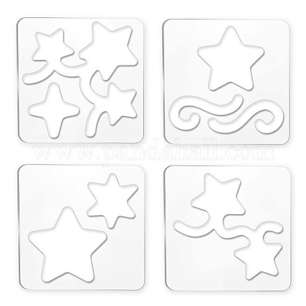 GLOBLELAND 4Pcs Quilting Template Stars Acrylic Quilting Ruler Template Transparent Quilting Frames Stencil Sewing Ruler Set for DIY Patchwork Sewing Machine TOOL-WH0152-012-1