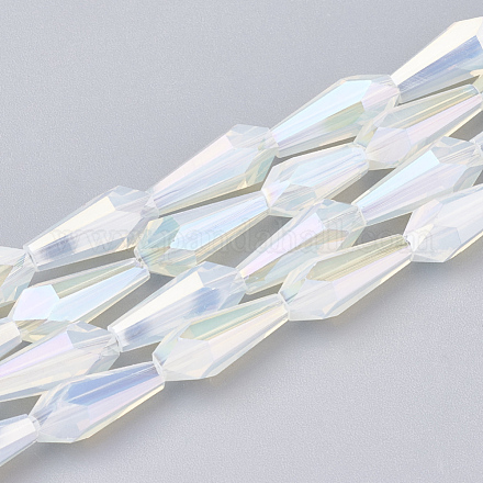 電気メッキガラスビーズセット  模造翡翠ガラス  多面カット  花瓶  透明  14x6x6mm  穴：1.2mm  約50個/連  27.1インチ EGLA-T008-12L-1