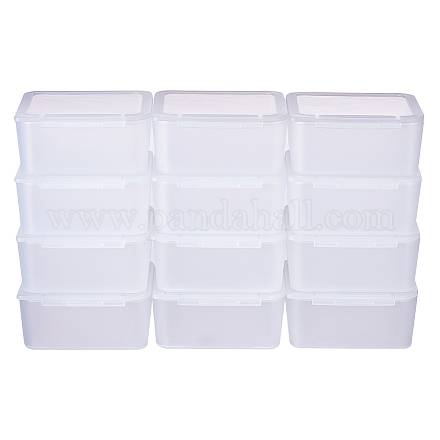 BENECREAT 12 PACK Square Frosted Clear Plastic Bead Storage Containers Box Case with Lids for Small Items CON-BC0004-21B-1