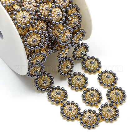 Las cadenas decorativas del rhinestone del vidrio de cobre amarillo del vestido de boda CHC-R127-03-1