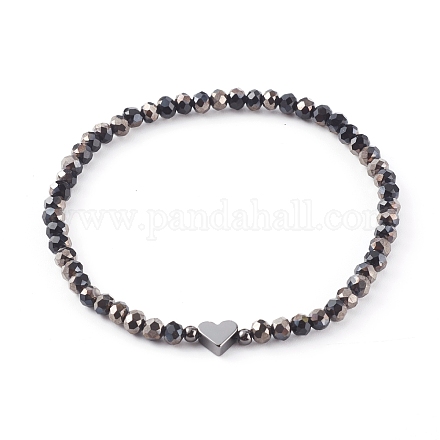 Bracelets de perles de verre rondes à facettes électrolytiques BJEW-JB06125-03-1