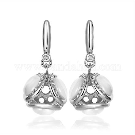 Unique Design Ball Tin Alloy Czech Rhinestone Dangle Earrings EJEW-BB03770-01P-1