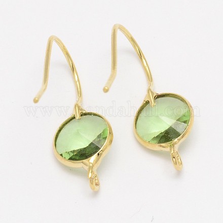 Golden Tone Brass Glass Earring Hooks KK-L117-G03-1