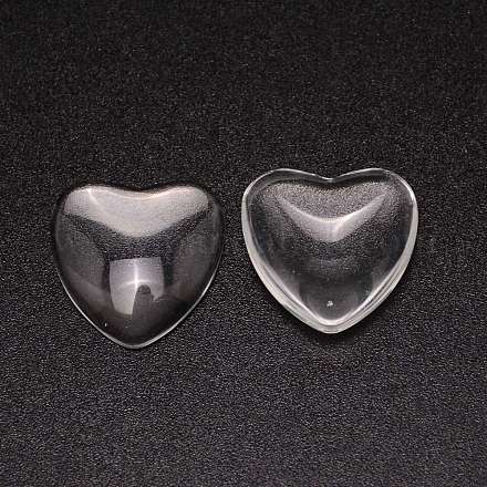 Cabochons cardiaques de verre transparent GLAA-WH0032-02-1