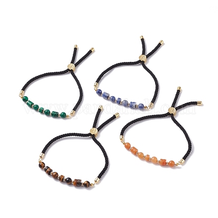 Synthetic & Natural Mixed Stone Beads Slider Bracelets Set BJEW-JB07290-1