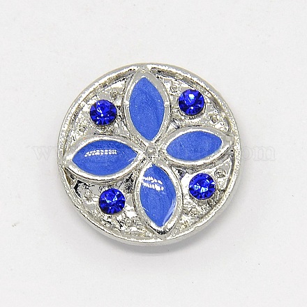 Platinum Eco-Friendly Zinc Alloy Enamel Grade A Rhinestone Jewelry Snap Buttons SNAP-M048-04-FF-1