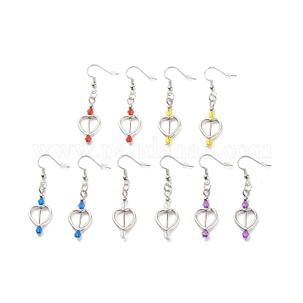 Coeur avec boucles d'oreilles pendantes en perles acryliques EJEW-JE05064-1