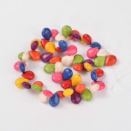 Chapelets de perle en turquoise synthétique teinte G-N0080-12x15mm-03-1