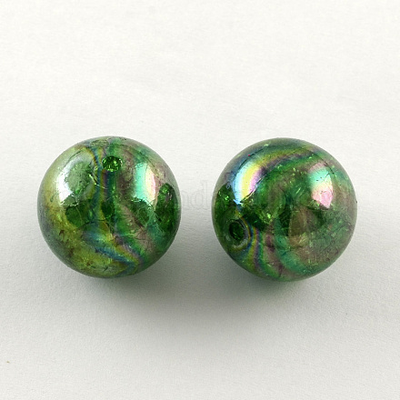 AB Color Transparent Crackle Round Acrylic Beads CACR-S006-10-1