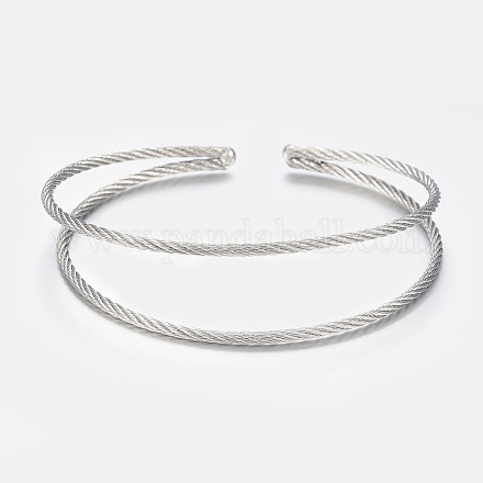 304 Stainless Steel Twisted Cuff Bangles BJEW-F305-05P-1