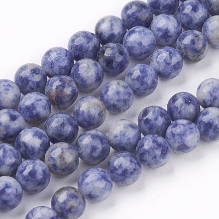 Fili di perle di diaspro macchia blu naturale G-R193-15-8mm-1
