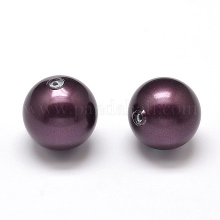 Half Drilled Round Shell Pearl Beads BSHE-M002-16mm-30-1