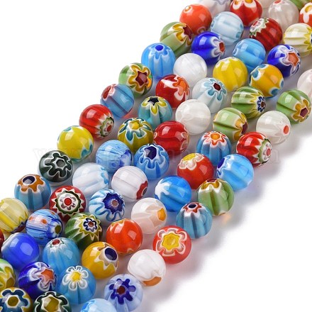 Chapelets de perles en verre de millefiori manuelles LK16-1