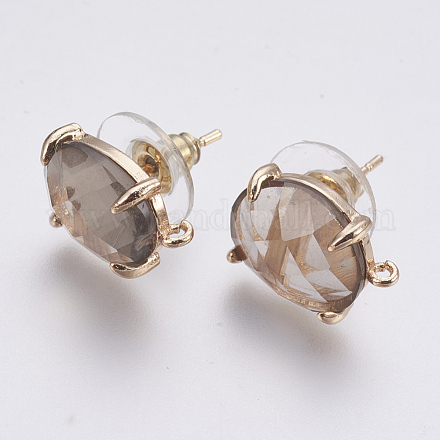 Faceted Glass Stud Earring Findings GLAA-F084-A06-1