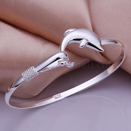 Classic Dolphin Brass Bangles For Women BJEW-BB12417-1
