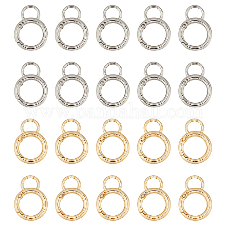 Nbeads 20Pcs 2 Colors Alloy Spring Gate Ring KEYC-NB0001-16-1