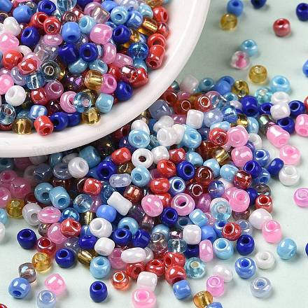 Perles de rocailles en verre de couleurs intérieures opaques et transparentes SEED-A030-10C-1